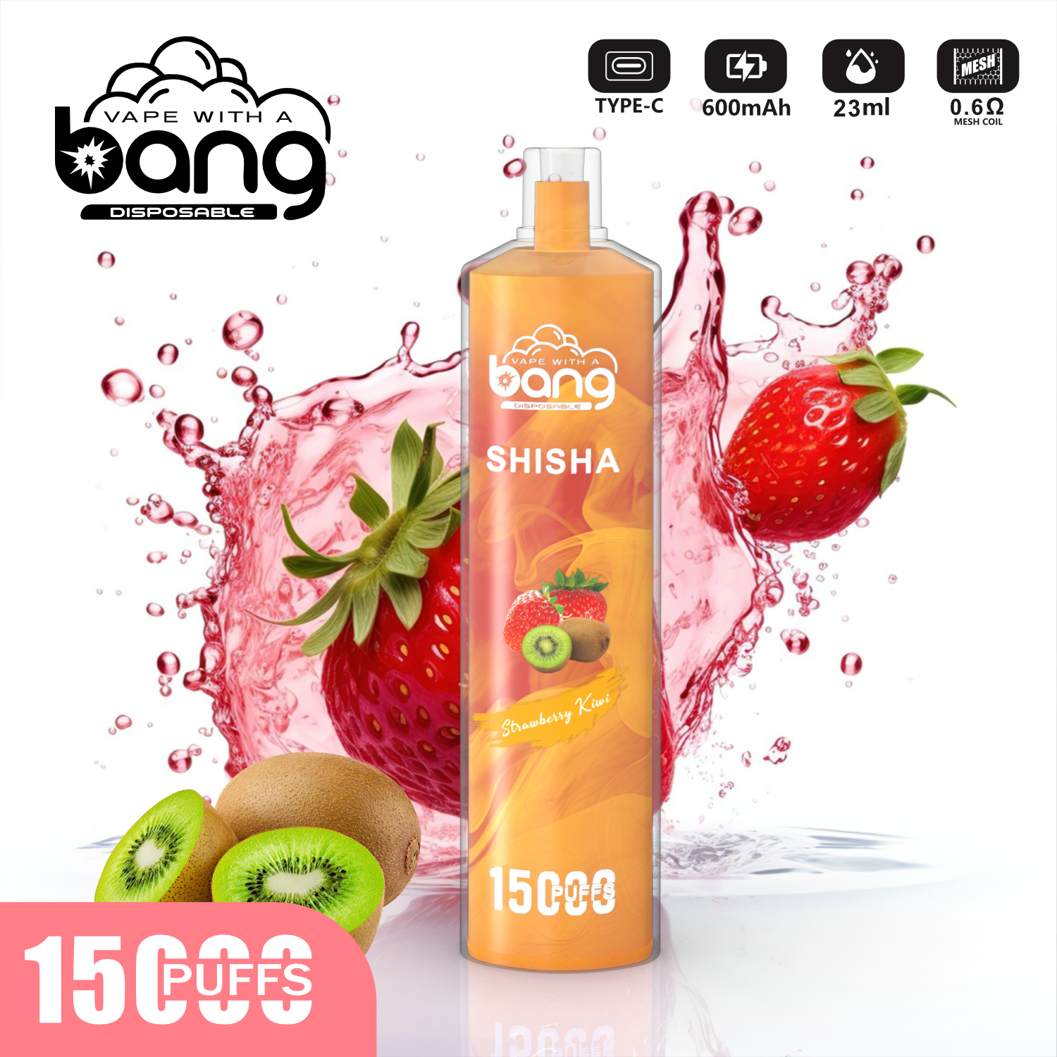 vapeablenexus.com Bang SHISHA 15K(15000) Puffs 0% 2% 3% 5% Nicotine 600mAh Battery 23ml Oil Disposable Vape Pen